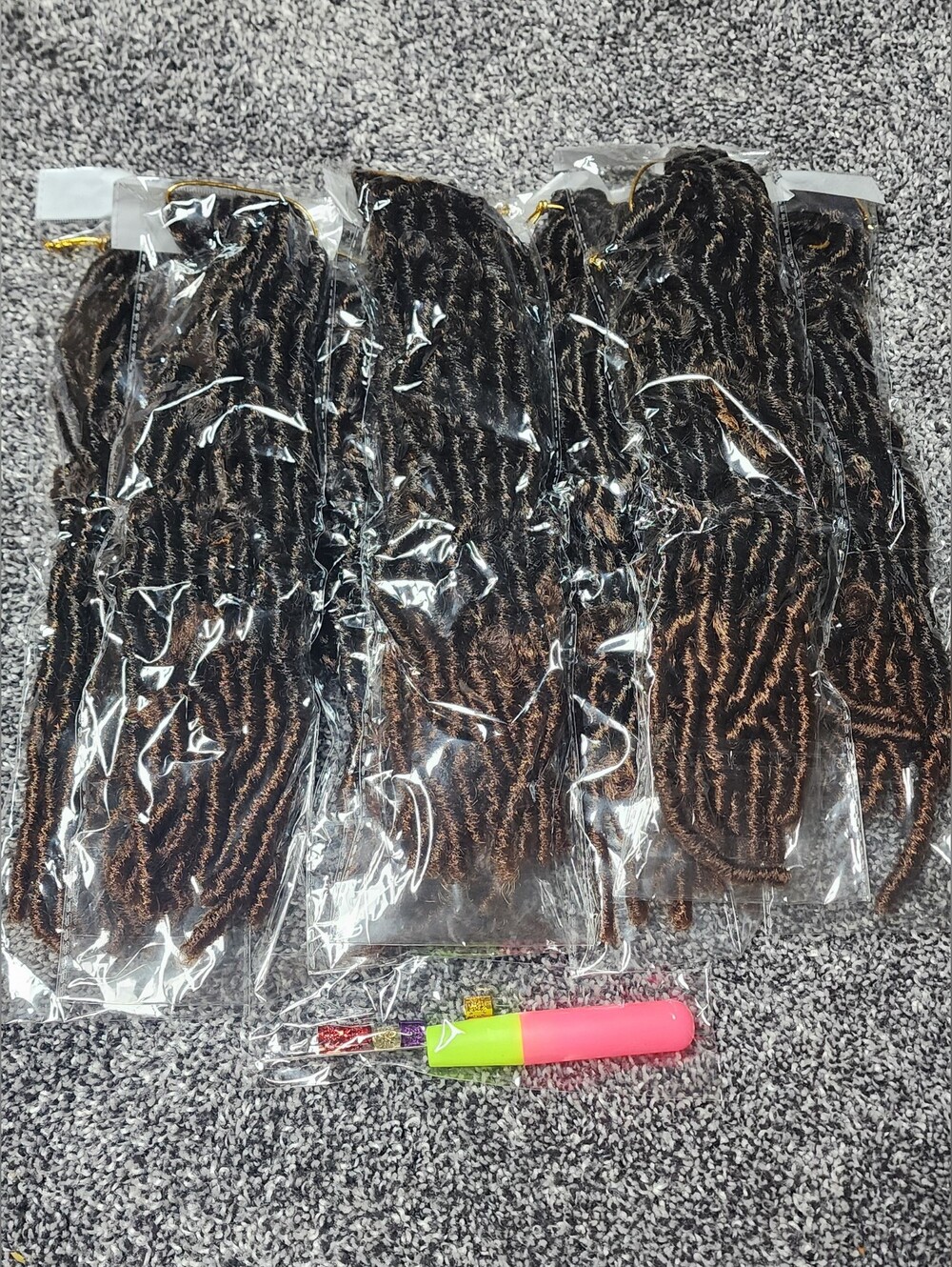 Pack Of 7 Synthetic Twist Hair Extensions - Brown Black Ombre